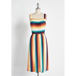 ModCloth striped colorful Midi Dress size medium